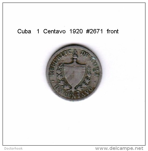 CUBA    1  CENTAVO  1920   (KM # 9.1) - Kuba