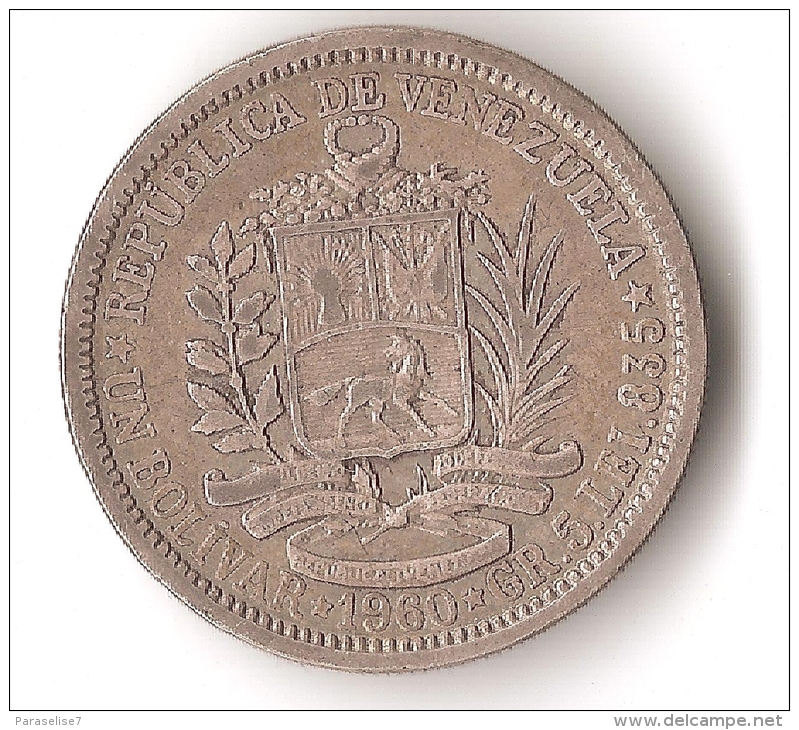 VENEZUELA 1 BOLIVARE  1960  ARGENT - Venezuela