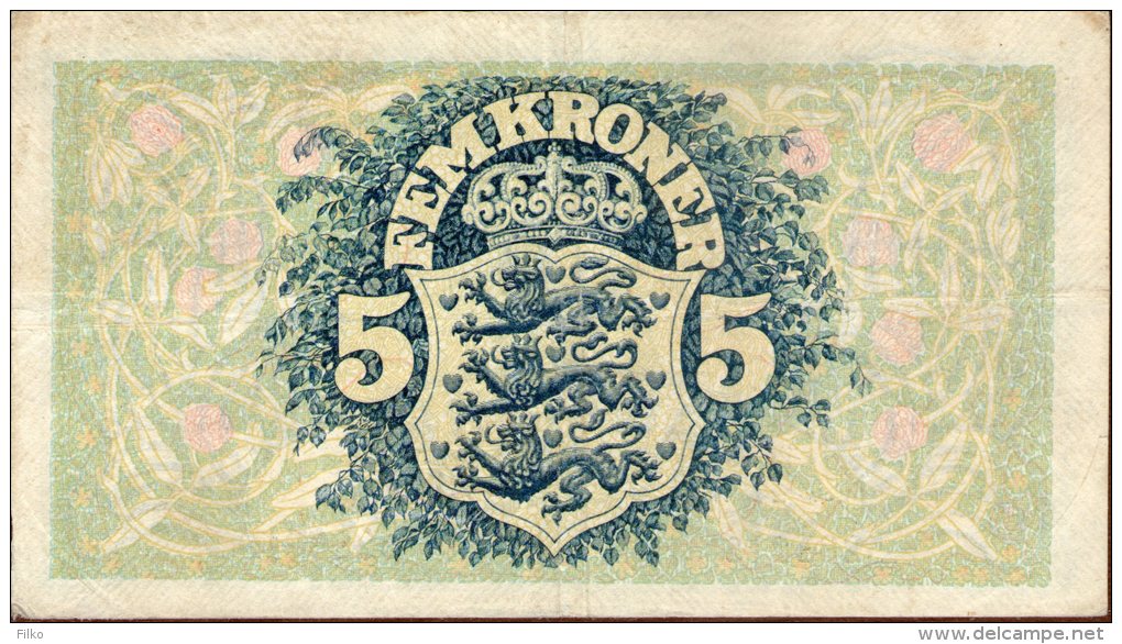 Denmark  5 Kroner 1942, Prefix H ,P.30g,as Scan - Dänemark