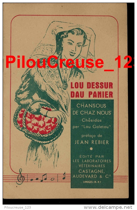 87 Haute Vienne - LIMOGES - PARTITION - " CHANSOUS DE CHAZ NOUS " Edit. Labo Vétérianaires CASTAGNE - Folk Music