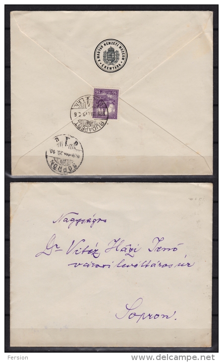 1929 Hungary - National Museum Seal - Sopron / Budapest -  Letter / Mail - Briefe U. Dokumente