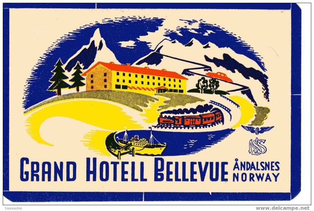 ETIQUETTE HOTEL - NORVEGE - GRAND HOTELL BELLEVUE - ANDALSNES NORWAY - Hotel Labels