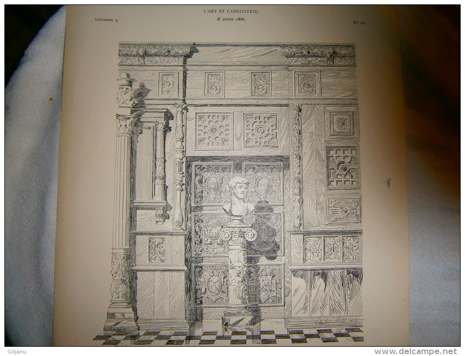 PLANCHE L ART ET L INDUSTRIE BOISERIES DE LA CHAPELLE DES BEAUX ARTS  ANNEE 1886 - Other Plans