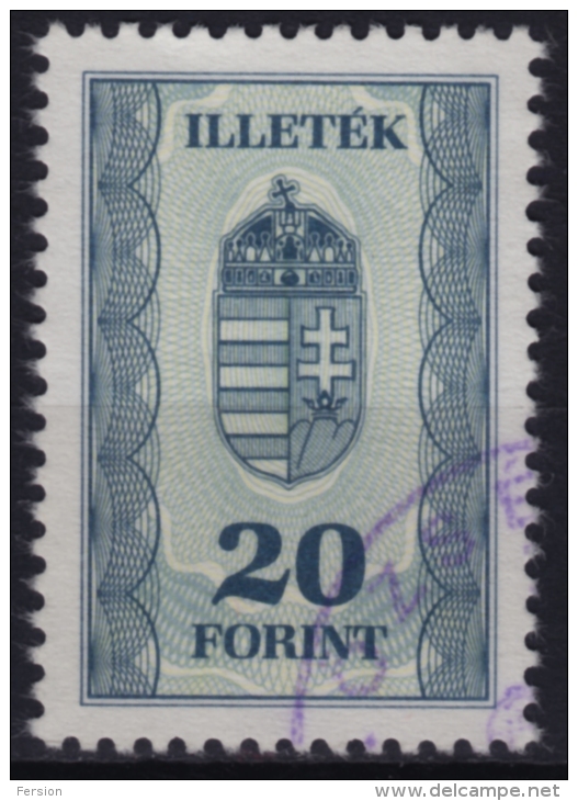 1991 Hungary - Revenue, Tax Stamp - 20 Ft - Used - Fiscales