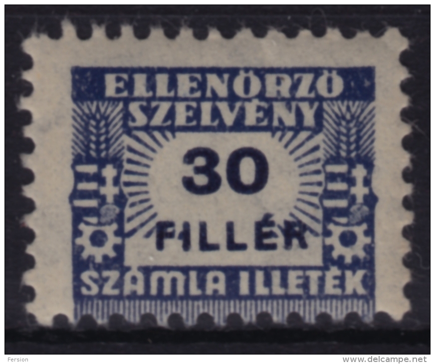 1948 Hungary - FISCAL BILL Tax - Revenue Stamp - 30 F - MNH - Fiscale Zegels