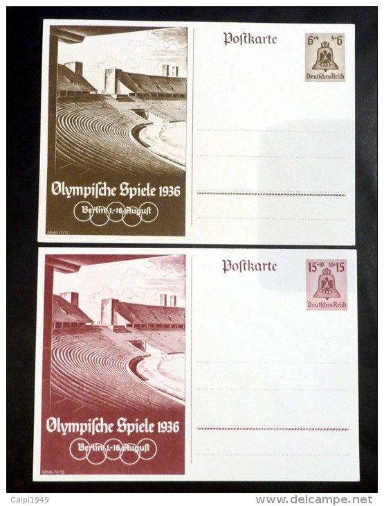 Olymp. Spiele 1936, 2 Ungebrauchte GA-Karten - Briefe U. Dokumente