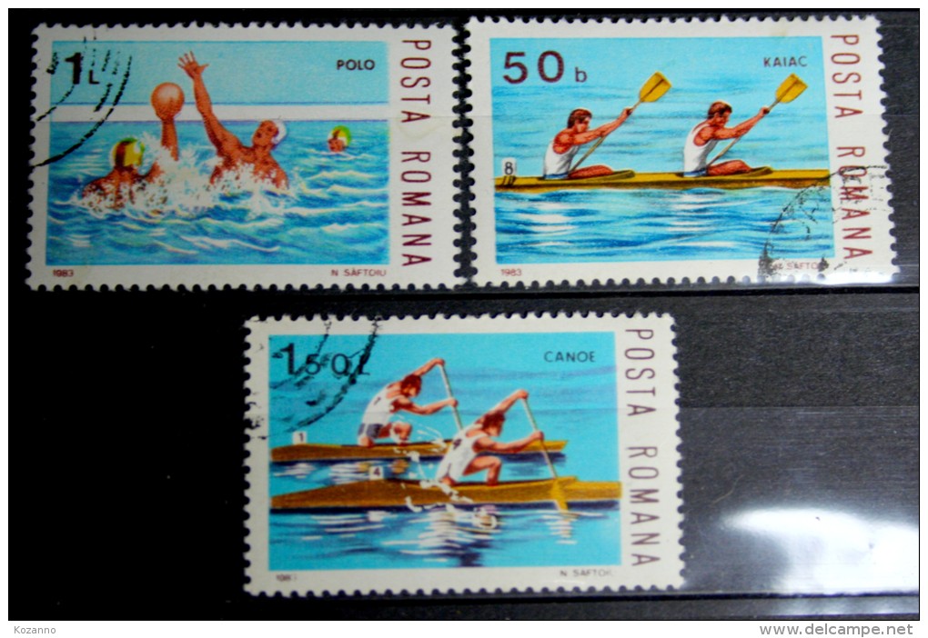 Lot Série 3 Timbre Stamp** Sport Aquatique Roumanie Romana 1985 Ideal Collection - Water Polo