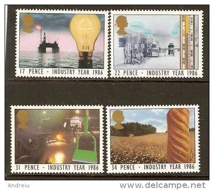 1986 Great Britain - Industrial Year 4v., ,Siderurgy, Sea Oil Industry, Grains, Research,  Michel 1056/59  MNH - Aardolie