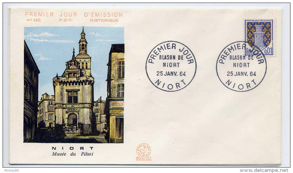 1964--FDC  Enveloppe 1er Jour---NIORT--Illustration Niort--Musée Du Pilori--à Saisir---texte Au Verso - 1960-1969