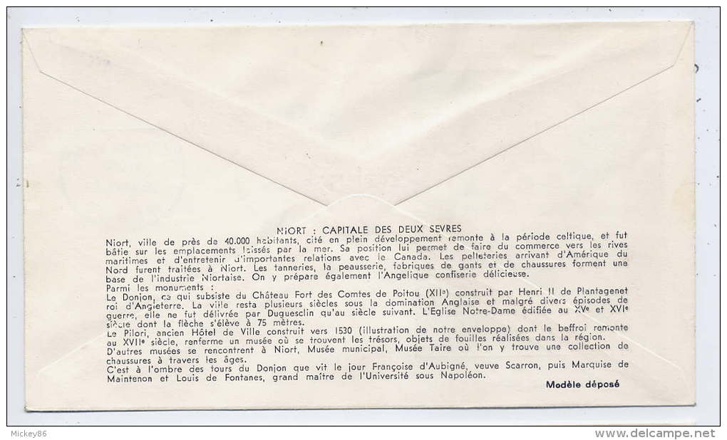 1964--FDC  Enveloppe 1er Jour---NIORT--Illustration Niort--Musée Du Pilori--à Saisir---texte Au Verso - 1960-1969