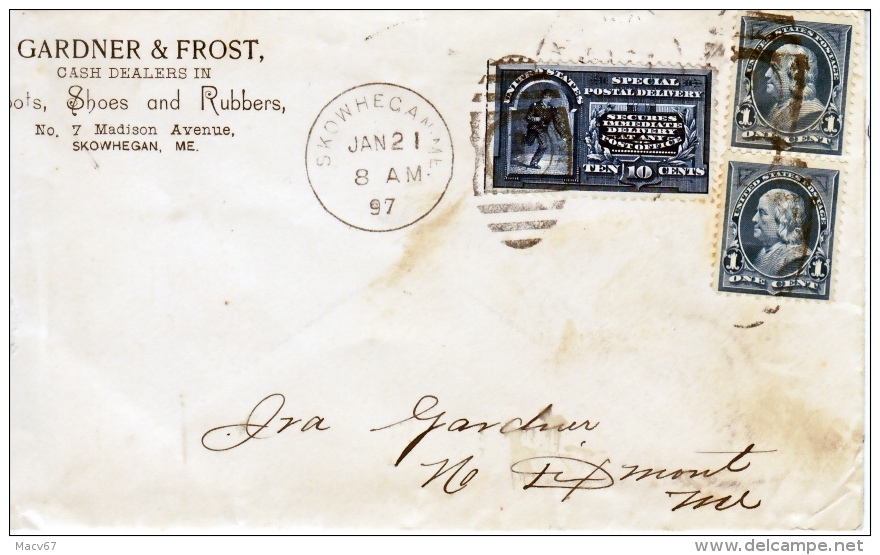 U.S.  POSTAL HISTORY COVER  SPECIAL  DELIVERY    RXR  CHANGE To  RPO  1897 - Covers & Documents