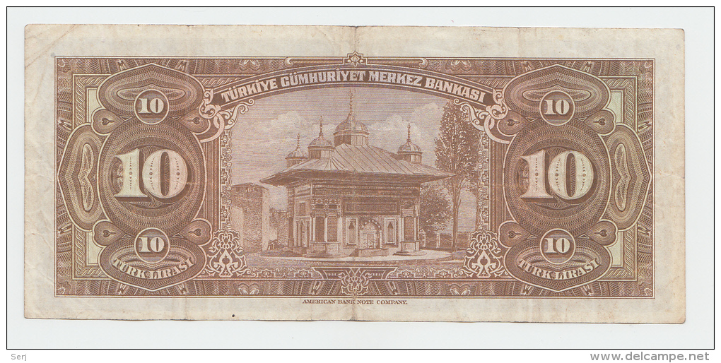 Turkey 10 Lira 1930 (15-9- 1948) VF+ P 148 - Turquie