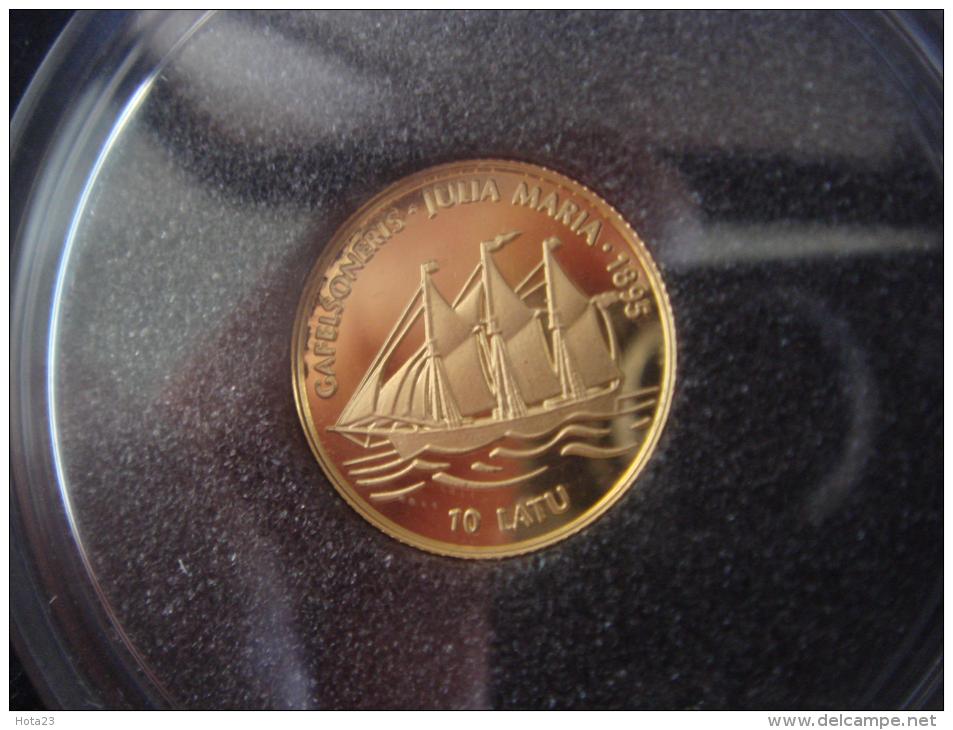 Latvia 10 Lats / Lati  Gold Coin 999 1/25 Oz. 1997  Year   Proof Sailing Ship 	 / Galleon Julija Marija  Very Rare Coin - Letonia