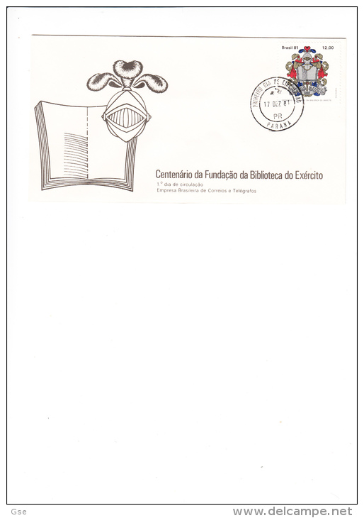 BRASILE 1981 - Yvert 1519 -  FDC Annullo Speciale Illustrato - Bibliotecxa Di Esercito - Stemma - FDC