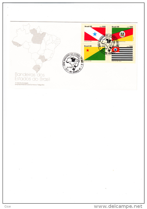 BRASILE  1985 - FDC - Yvert  1778/81 - Bandiere  Stati Del Brasile - FDC