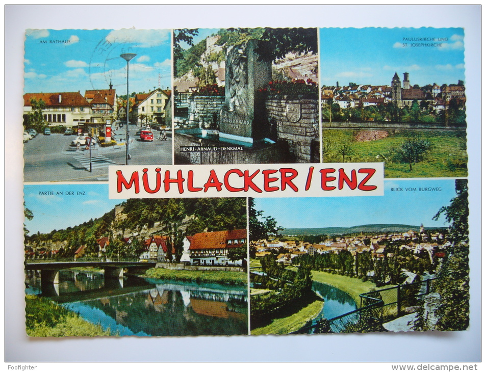 Mühlacker - Enz: Rathaus Denkmal Kirche Enz Totalansicht Fünfbildkarte 1973 Used - Mühlacker