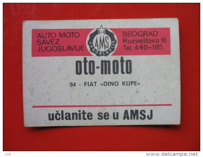 AUTO MOTO SAVEZ JUGOSLAVIJE OTO-MOTO 94 FIAT DINO KUPE - Auto's