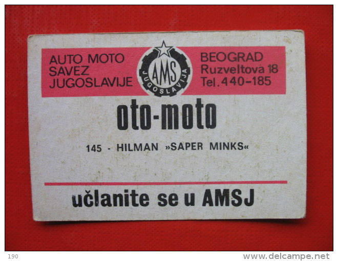 AUTO MOTO SAVEZ JUGOSLAVIJE OTO-MOTO 145 HILMAN SAPER MINKS - Voitures