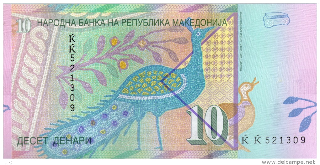 Macedonia,10 Denari,12.2011,P.14, Two Banknotes Consecutive Serial No.,UNC,signet Governer:Bogov,as Scan - North Macedonia