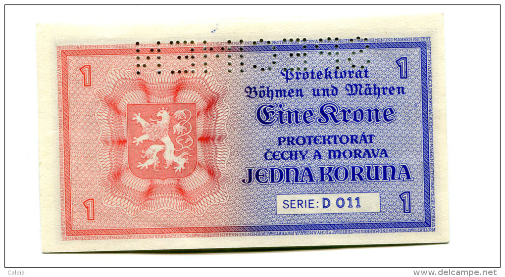 Tchécoslovaquie Czechoslovakia 1 Korun 1940 (ND) UNC  BOHEMIA  &  MORAVIA  SPECIMEN - Tchécoslovaquie