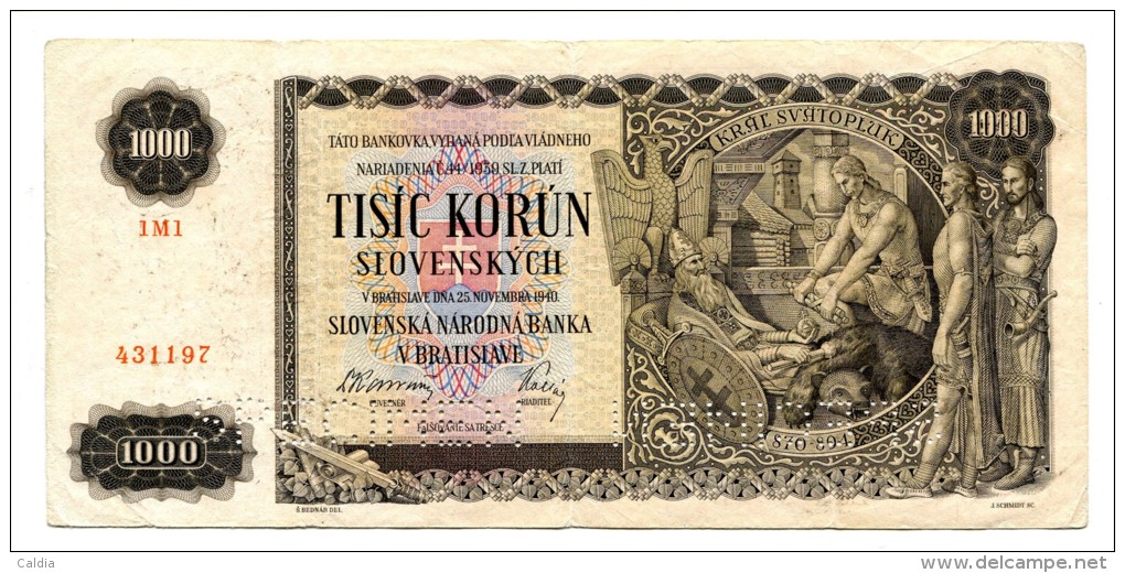 Slovaquie Slovakia 1.000 Korun 1940 "" SPECIMEN "" - Slovaquie