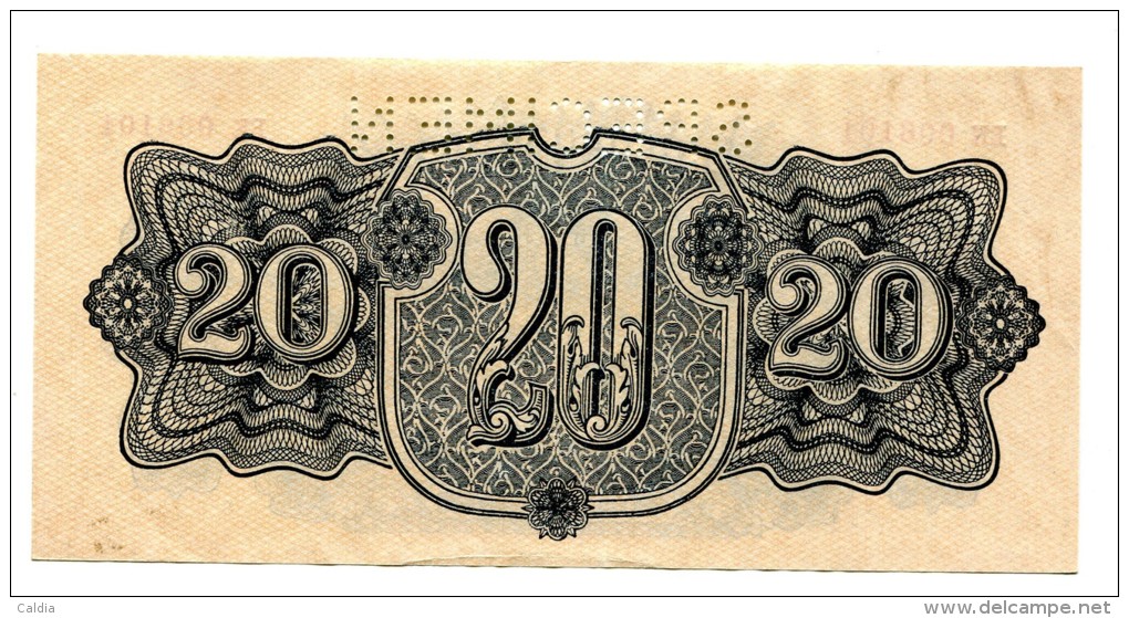 Tchécoslovaquie Czechoslovakia 20 Korun 1944 UNC  SPECIMEN # 2 - Tchécoslovaquie