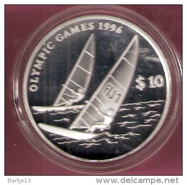 FIJI 10 DOLLAR 1995 OLYMPIC GAMES 1996 SILVER PROOF SAILING - Fidji