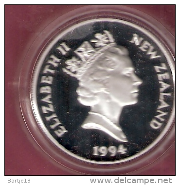 NIEUW ZEELAND 5 DOLLARS 1994  OLYMPIC GAMES 1994 SILVER PROOF SKIEING - Nieuw-Zeeland