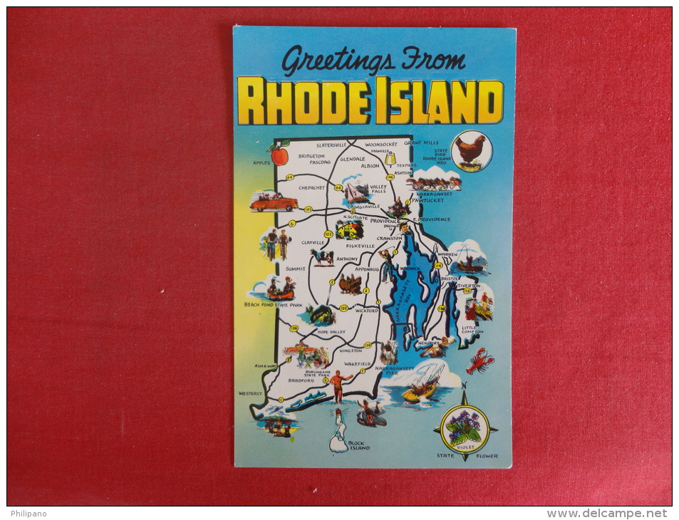 Rhode Island Greetings State Map   Not Mailed -- Ref 1070 - Autres & Non Classés