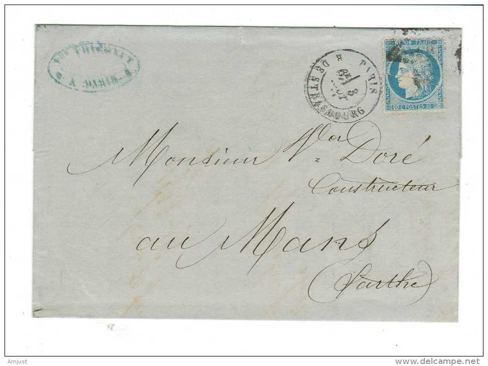 France // Lettre Pour Le Mans Le 3 Août 1871 - 1871-1875 Ceres