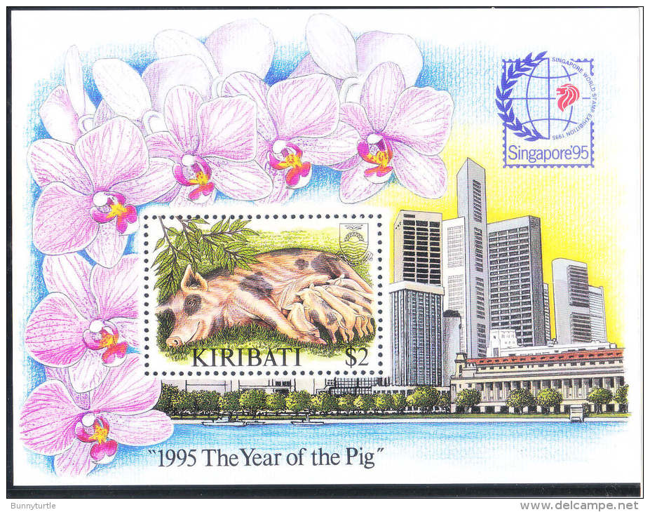 Kiribati 1995 Year Of The Pig Singapore S/S MNH - Kiribati (1979-...)