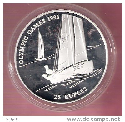 SEYCHELLES 25 RUPEES 1995  OLYMPIC GAMES 1996 SILVER PROOF SAILING - Seychellen