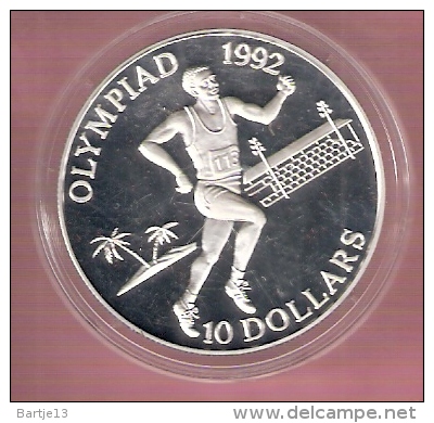 SOLOMON ISLANDS 10 DOLLARS 1991 OLYMPIC GAMES 1992 SILVER PROOF RUNNING - Solomon Islands