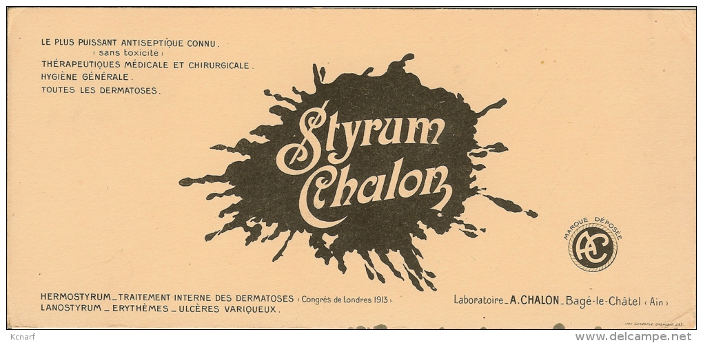 Buvard STYRUM CHALON ( Bagé-le-Chatel ) - M