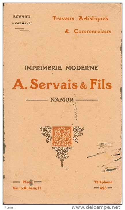 Buvard Imprimerie Moderne A.SERVAIS & Fils NAMUR . - I