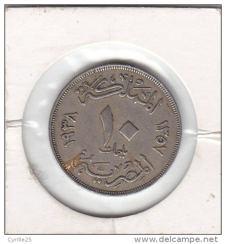 10 MILLIEMES AH1357 1938 - Egypte
