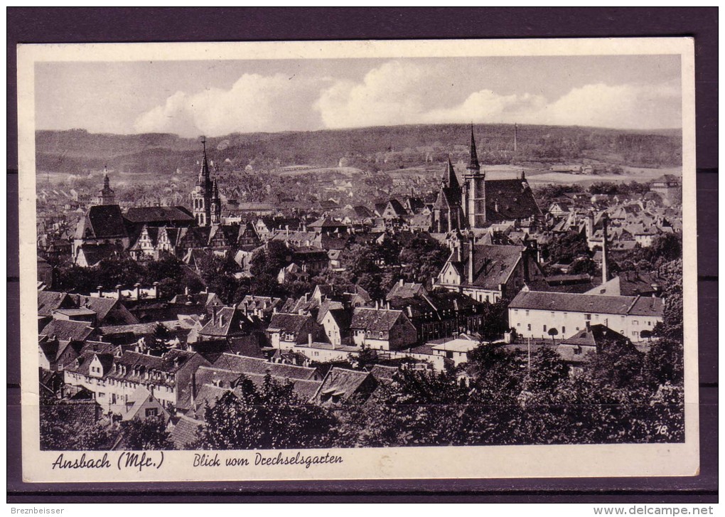 AK ANSBACH -Blick Vom Drechselsgarten Karte Gebr. 1937 - Ansbach