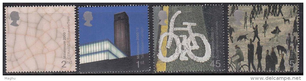 Great Britain MNH 2000, Art &amp;  Craft, Pottery, Road Marking Cycle Network, Transport, As Scan - Neufs