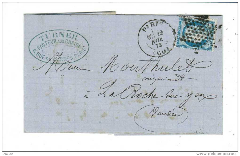France // Lettre Pour  La Roche Sur Yon Le 19 Novembre 1873 - 1871-1875 Ceres