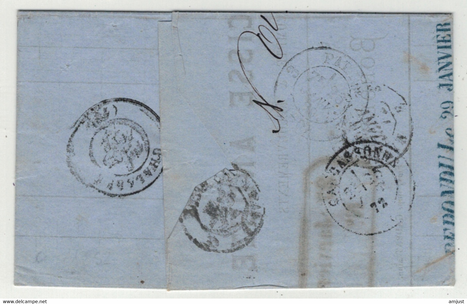 France // Lettre Pour Paris Le 24 Janvier 1872 - 1870 Emission De Bordeaux