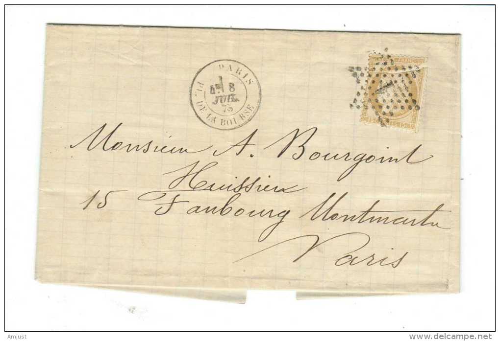 France // Lettre Pour Paris Le 8 Juillet 1875 - 1871-1875 Ceres