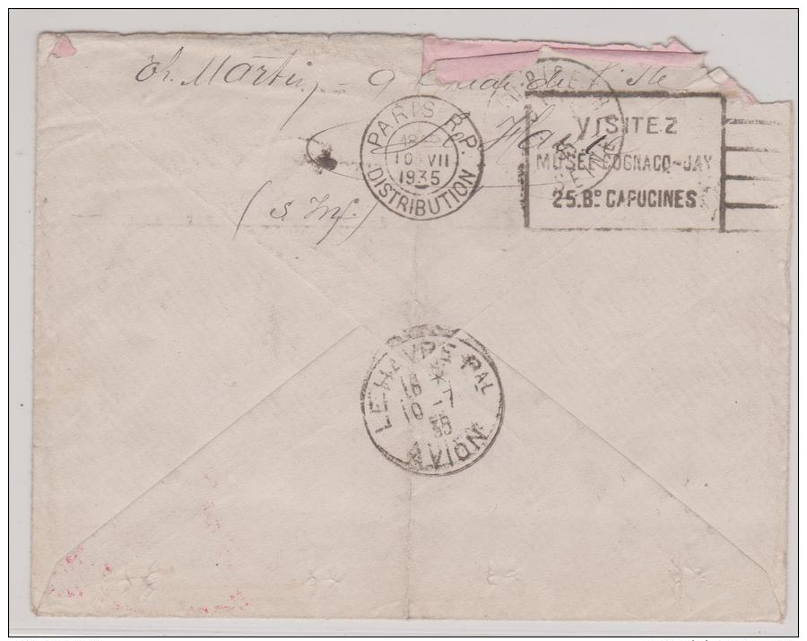 Enveloppe  Avec  Oblitération Le Havre Port + 1ère Liaison Postale Aérienne Sté Air Bleu 20 Juillet 1936 - 1921-1960: Modern Period
