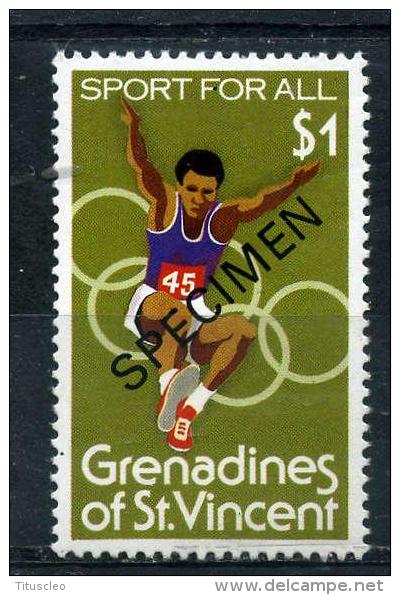 SAINT VINCENT ET GRENADINES 184** 1d Jeux Olympiques De Moscou Saut En Longueur Surchargé SPECIMEN Pour La Presse Philat - St.Vincent & Grenadines