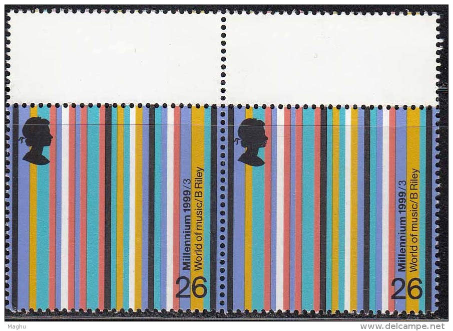 MNH Pair 1999, World Of Music, Art Series, Bridget Railey Great Britain, United Kingdom - Neufs