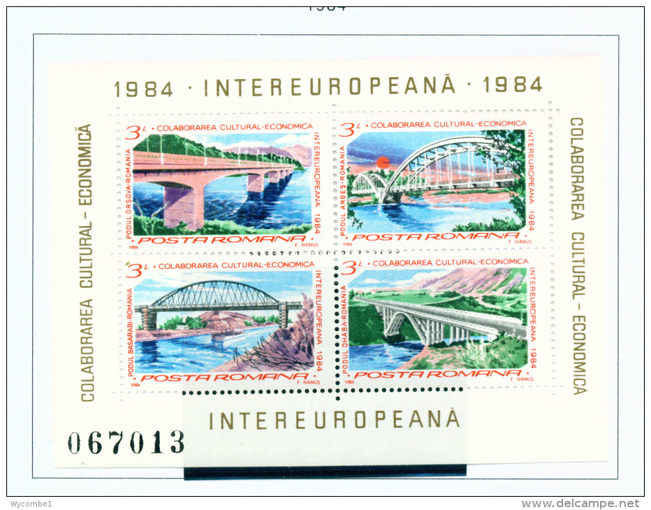 ROMANIA - 1984  European Cooperation Miniature Sheet  Unmounted Mint - Ongebruikt