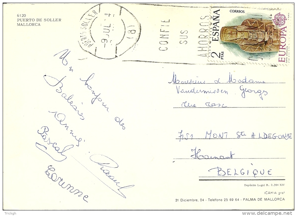 Espana 1974 Puerto Soller &gt;&gt; Mont St Aldegonde (B) / Europa Cept - Lettres & Documents