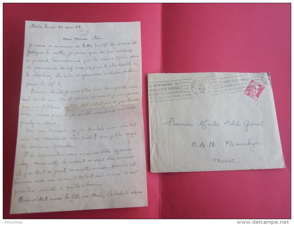1949 Lettre D'Amour "enflammée "de Hyéres &gt;1er Maître Pilote Gouel Base Aérienne Navale (B.A.N ) KOUIBGA (Maroc) - Cartas & Documentos