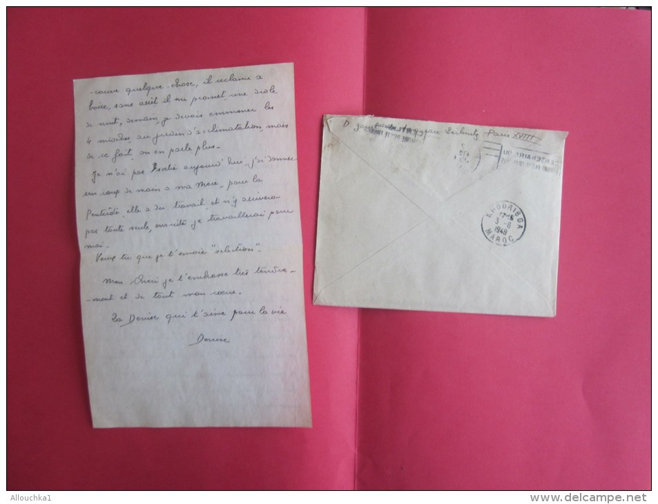 1949 Lettre D'Amour "enflammée "de Hyéres &gt;1er Maître Pilote Gouel Base Aérienne Navale (B.A.N ) KOUIBGA (Maroc) - Storia Postale