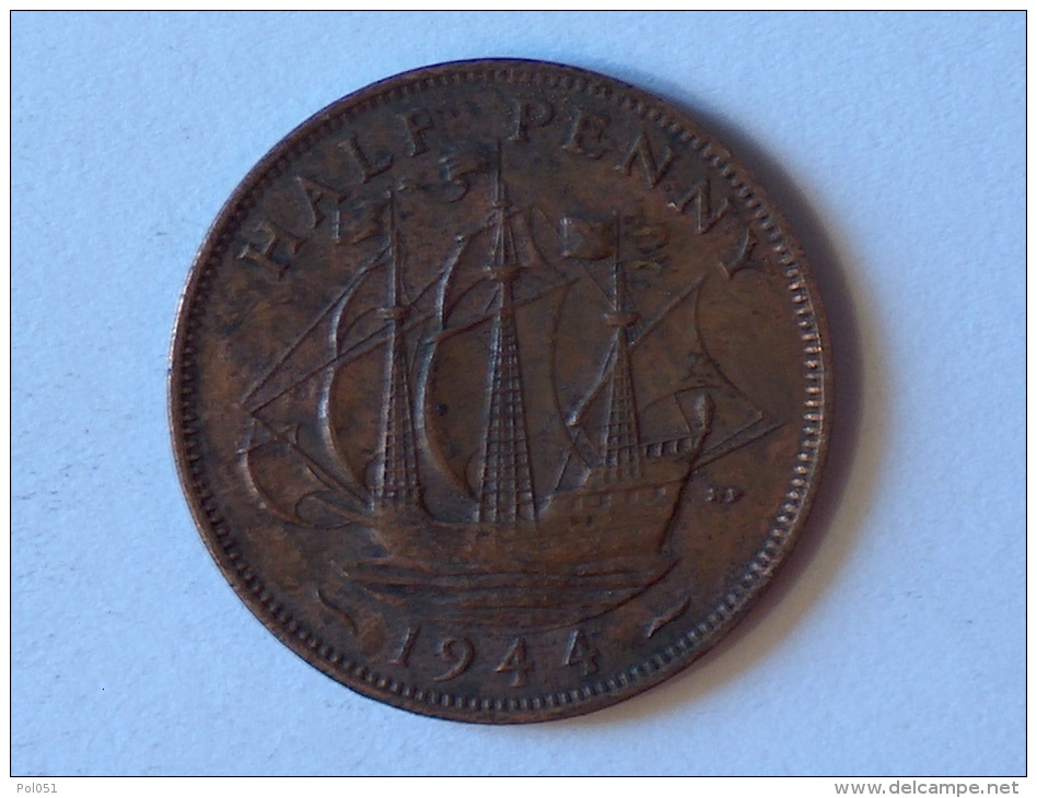 Grande-Bretagne 1/2 Half Penny 1944 A - C. 1/2 Penny