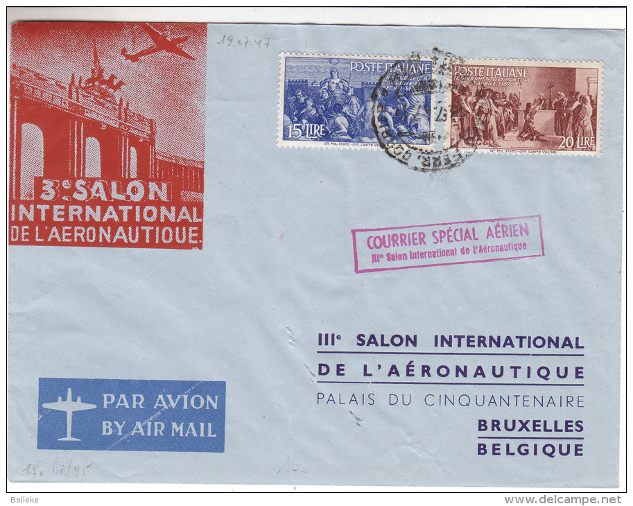 Avions - Luxembourg - Devant De Lettre De 1946  - 1er Vol Luxembourg - Bruxelles - Storia Postale